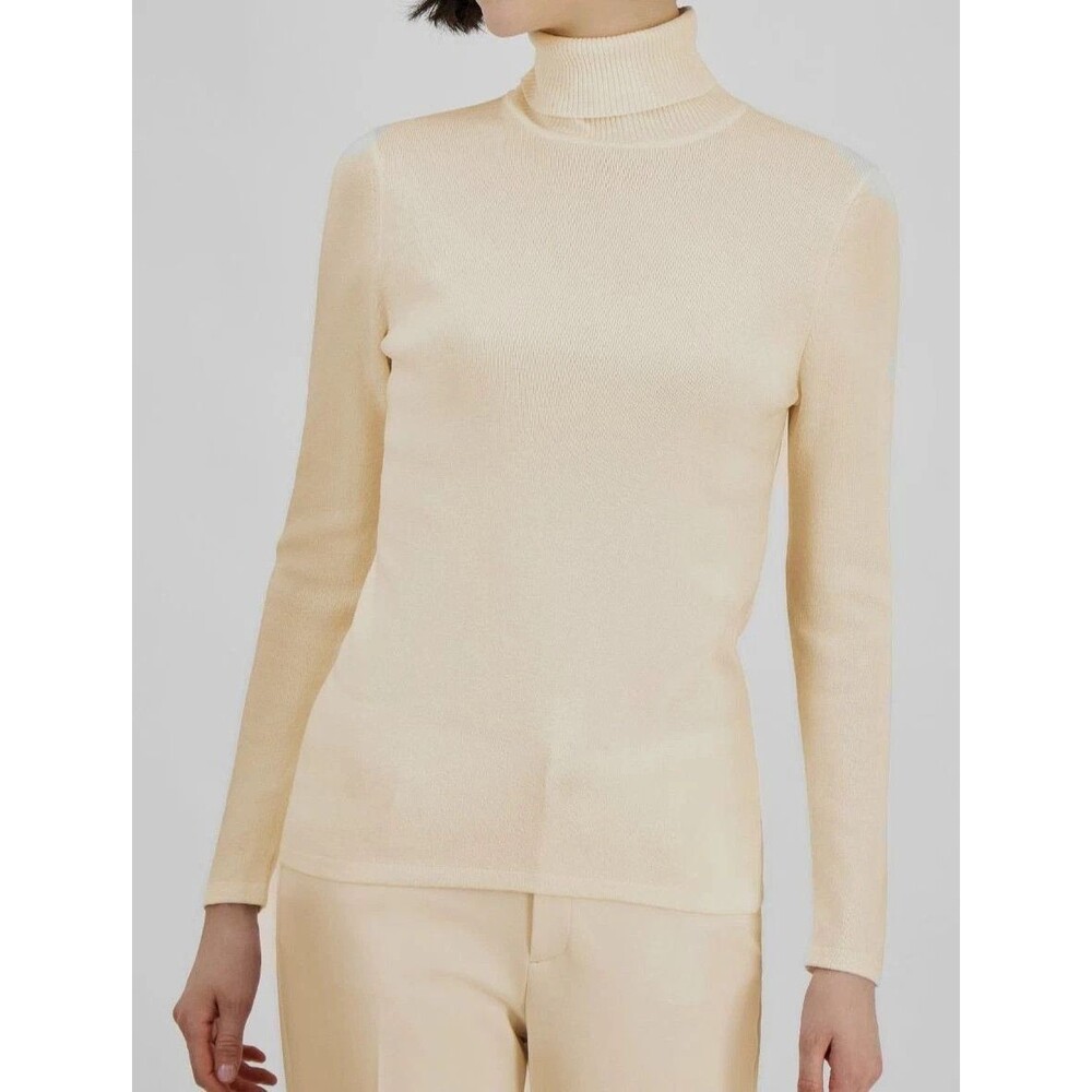 Anne Klein Women's Turtleneck Long-Sleeve Warm and Cozy Sweater Top Ann White XL